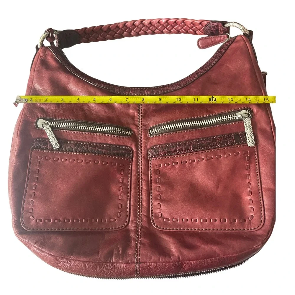 VTG Brighton Florencia Valencia Hobo Burgundy Shoulder Bag, Expandable,‎ leather